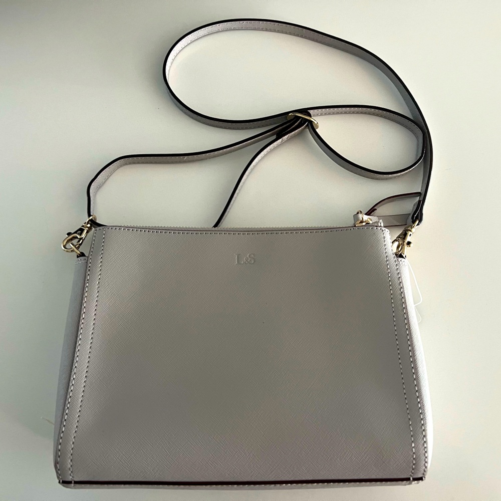 Lo & Sons Light Grey Pearl Crossbody Leather Purse